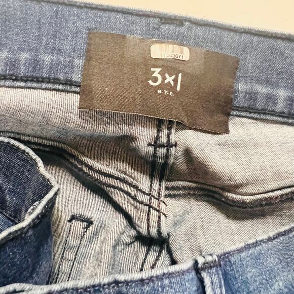 3 X1 Made Here High Rise Slit Hem Slim Straight Jeans Size 28 Blue - Picture 5 of 10